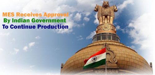 Indian Government Approves MES To Continue Production
